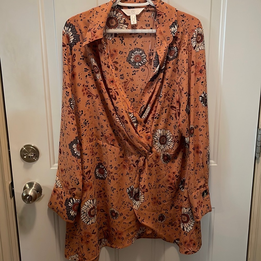Floral Wrap Style Blouse